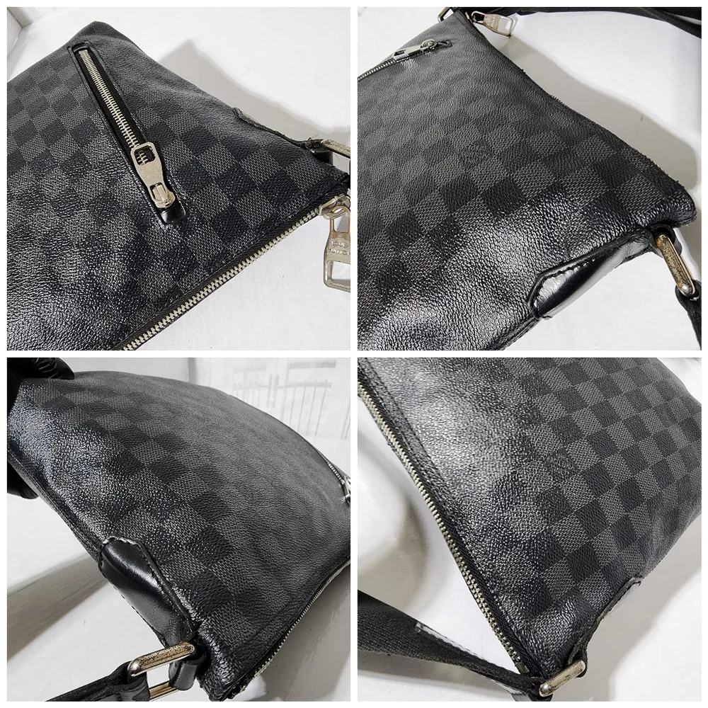 LOUIS VUITTON Damier Graphite Mick PM Shoulder Bag Black/Grey
